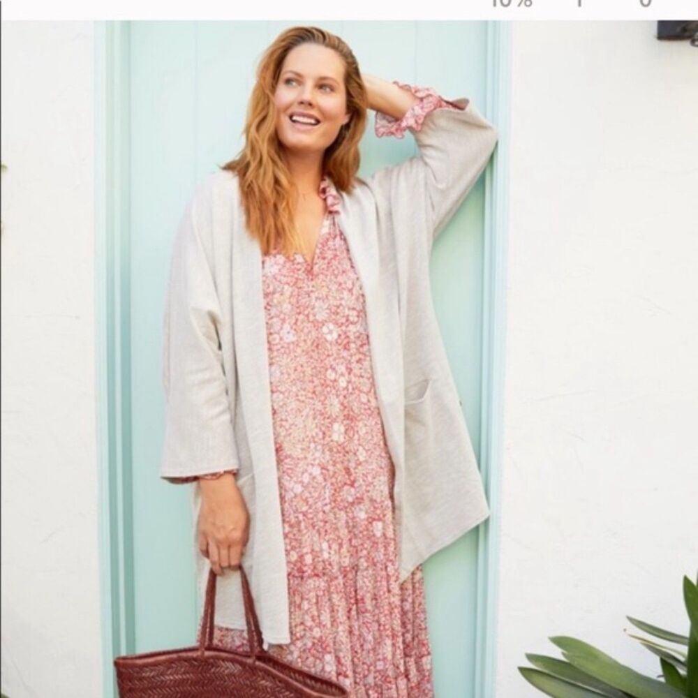 Anthropologie Donni Sandwash Grey Ribbed Cardigan NWT Size OSFA Plus